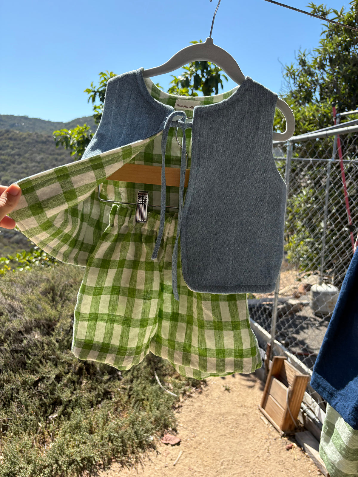 Quilted Denum & Gingham Vest