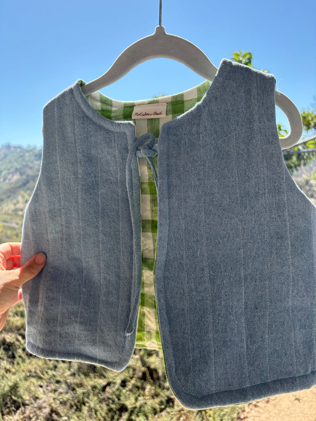 Quilted Denum & Gingham Vest