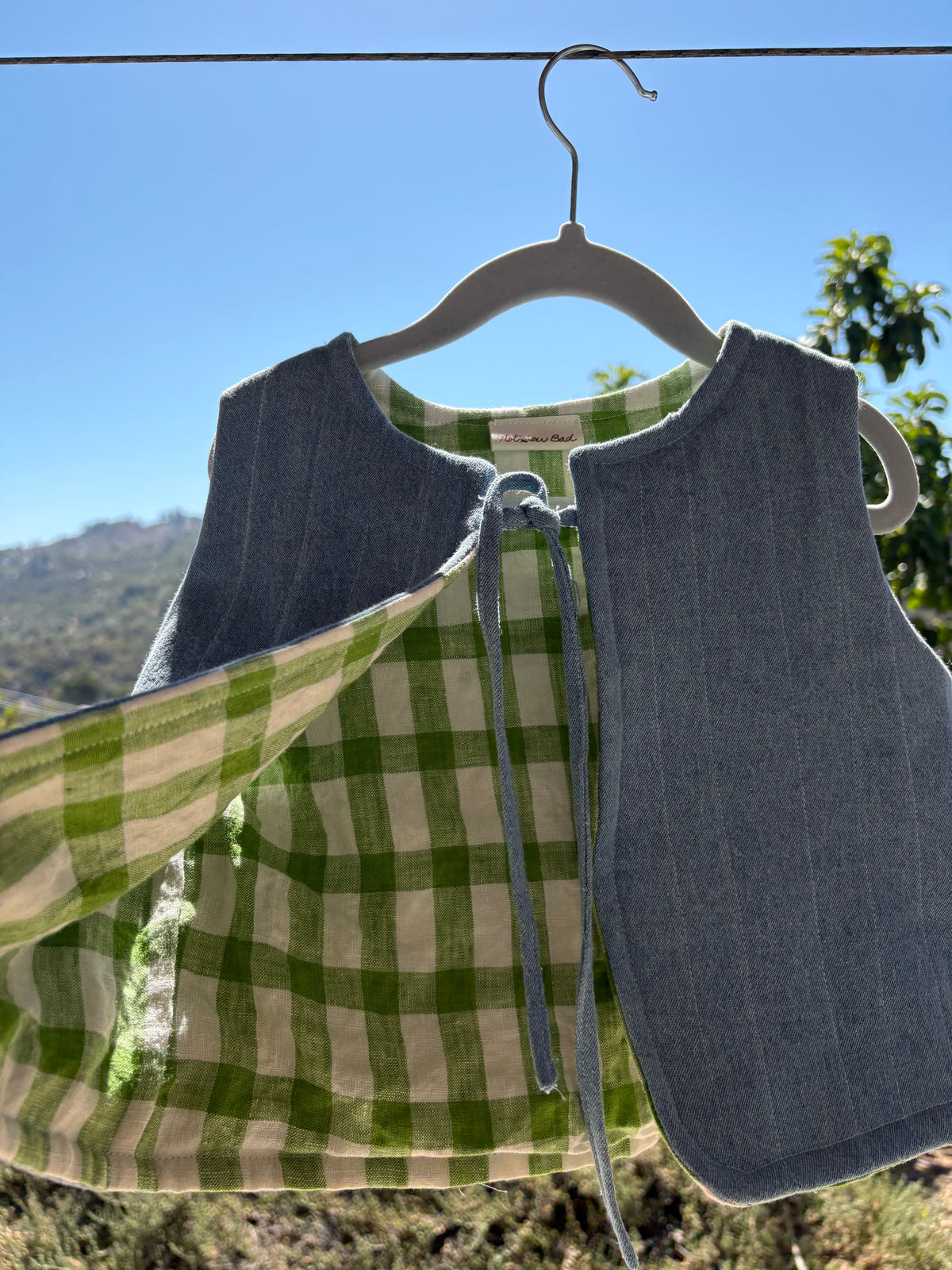Quilted Denum & Gingham Vest