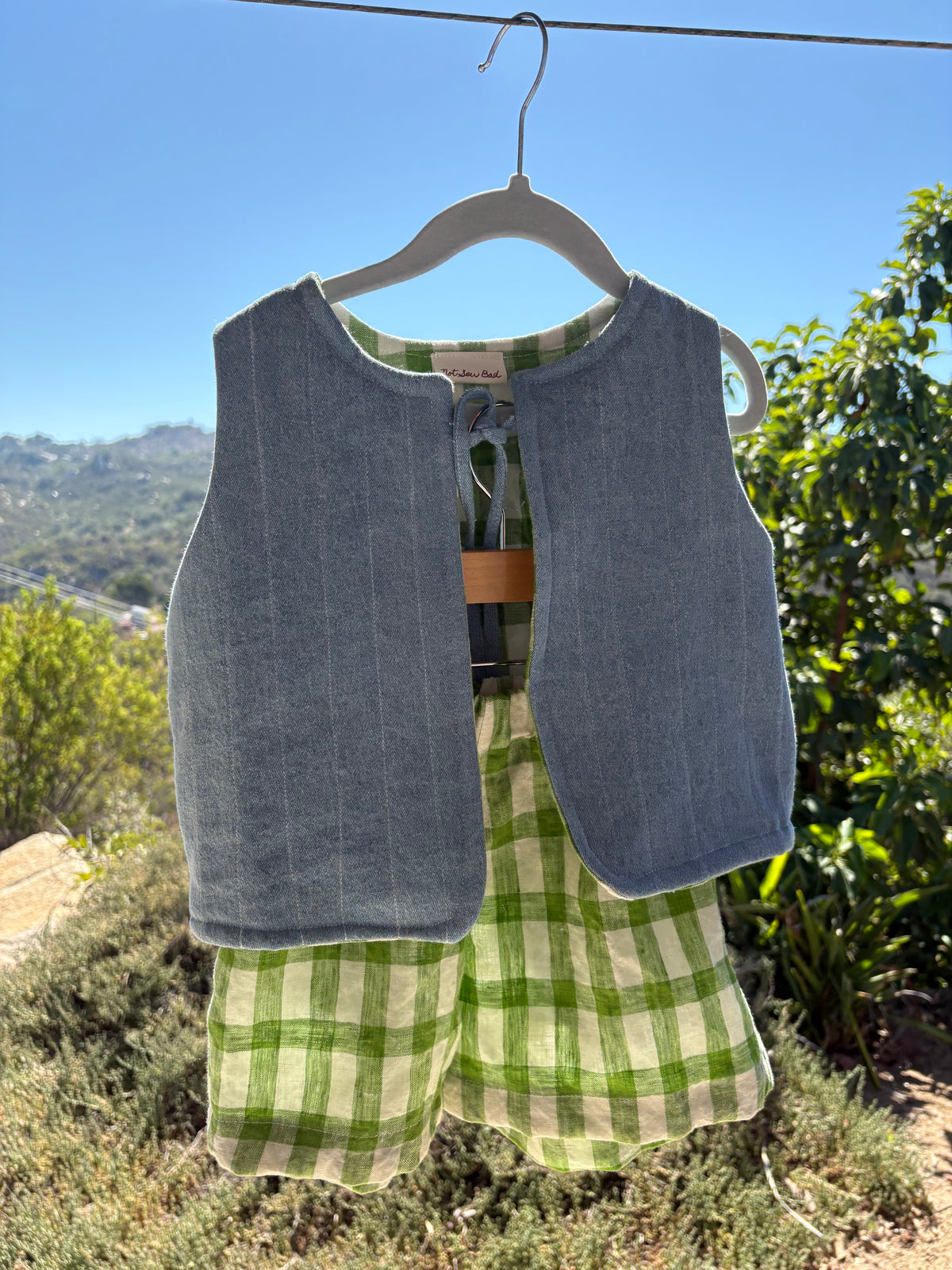 Quilted Denum & Gingham Vest